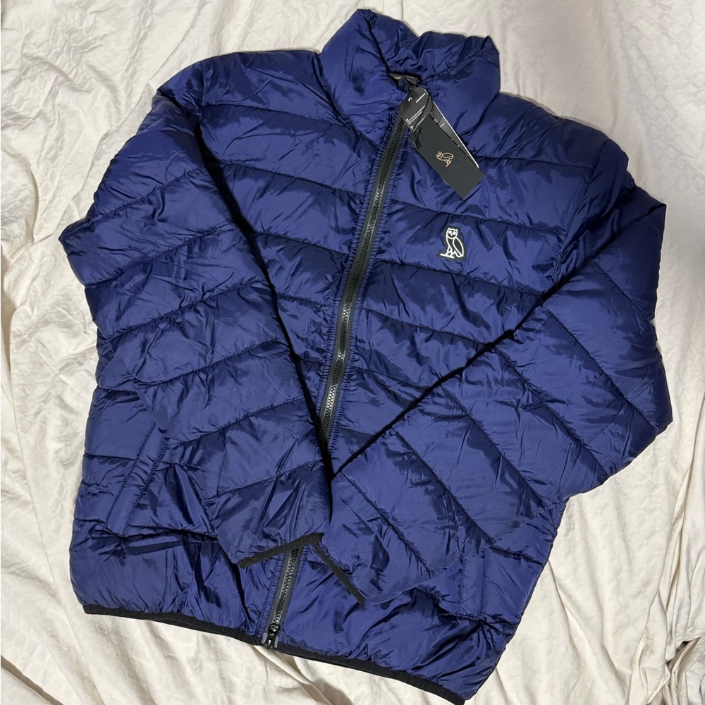 OVO Men's Blue Puffer Jacket size LRG